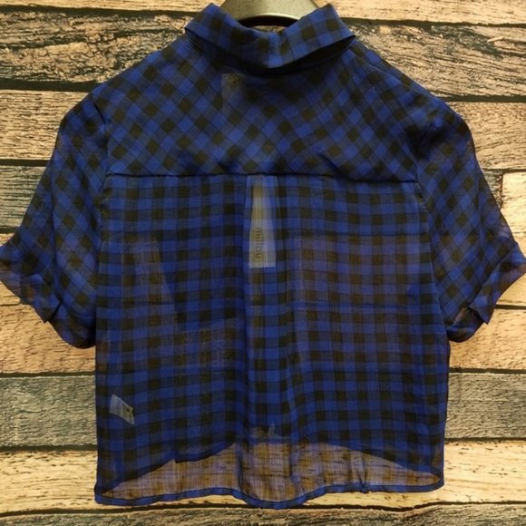 LF Millau Blue Buffalo Plaid Crop - Picture 2 of 4